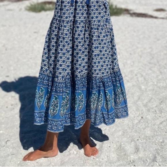 Emerson Fry India Collection Indigo Heirloom Maxi Dress S - Picture 5 of 15